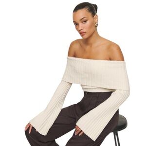 Reformation Lana Foldover Off The Shoulder Recycled Cashmere & Wool Sweater